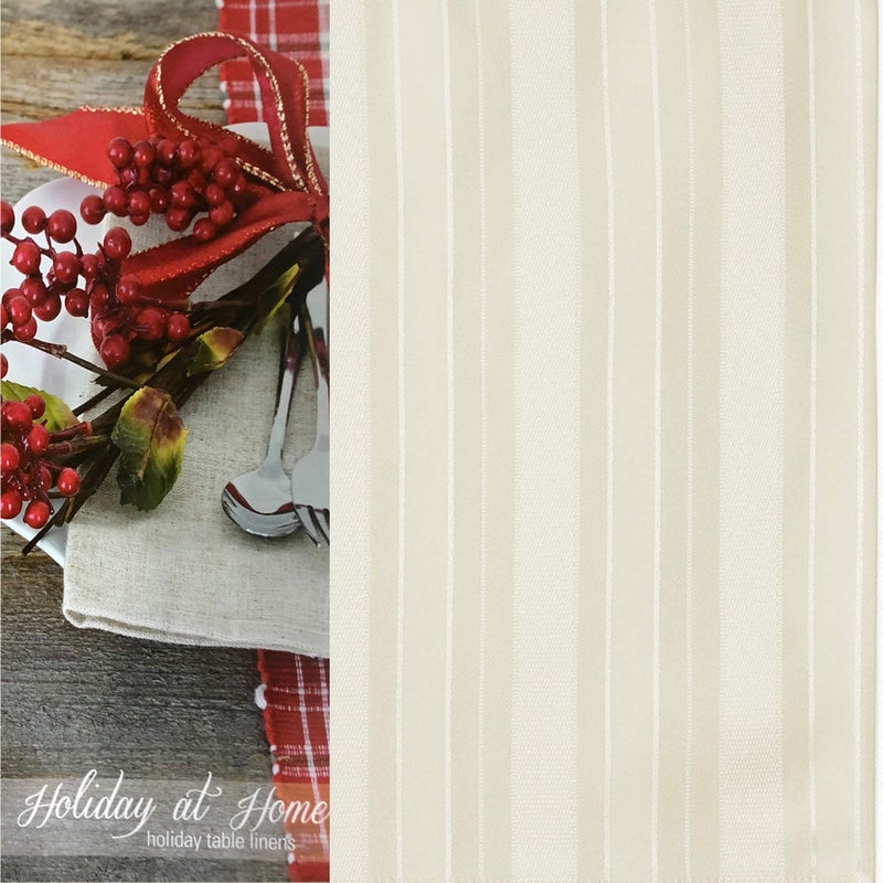 Newbridge 60 x 84 Inch Oval Ivory Spring and Easter Fabric Tablecloth, Denley Satin Stripe, Heavy Weight No Iron Polyester Holiday Dining & Party Table Cover - Image 2